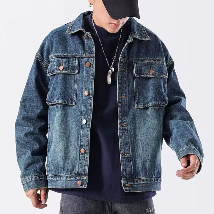 Herren Lässige Jeansjacke mit modernen Akzenten Drune