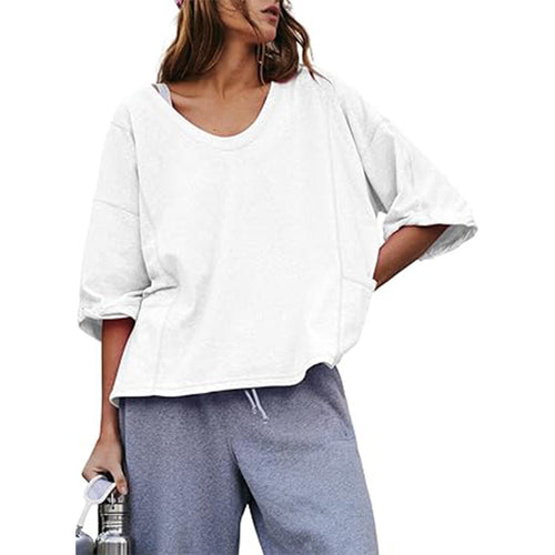 Damen lässiges Sweatshirt mit überschnittenen Ärmeln und lockerer Passform Drune