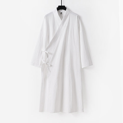 Damen Langes Wickelkleid im Kimono-Stil mit weitem Ärmel und seitlichen Bindebändern Drune