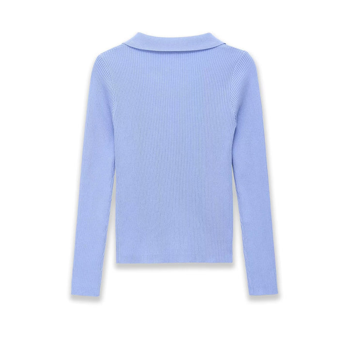Damen Strickcardigan mit Rippenstruktur und Polokragen Drune