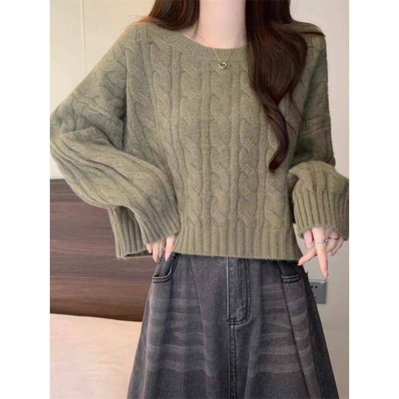 Damen Grobstrickpullover mit lässigem Schnitt und Zopfmuster Drune