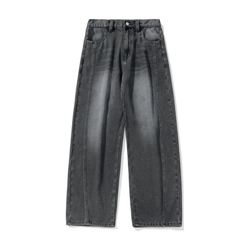 Damen Palazzo-Jeans mit hoher Taille, markanter Mittelnaht und weitem Bein Drune