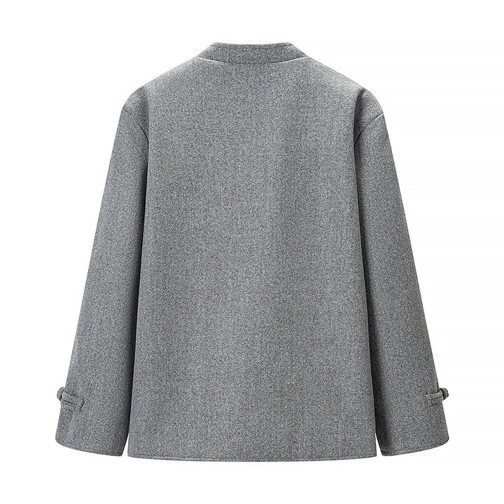 Damen Traditionelle kurz geschnittene Jacke mit Mandarin-Kragen und Knotenverschlüssen Drune