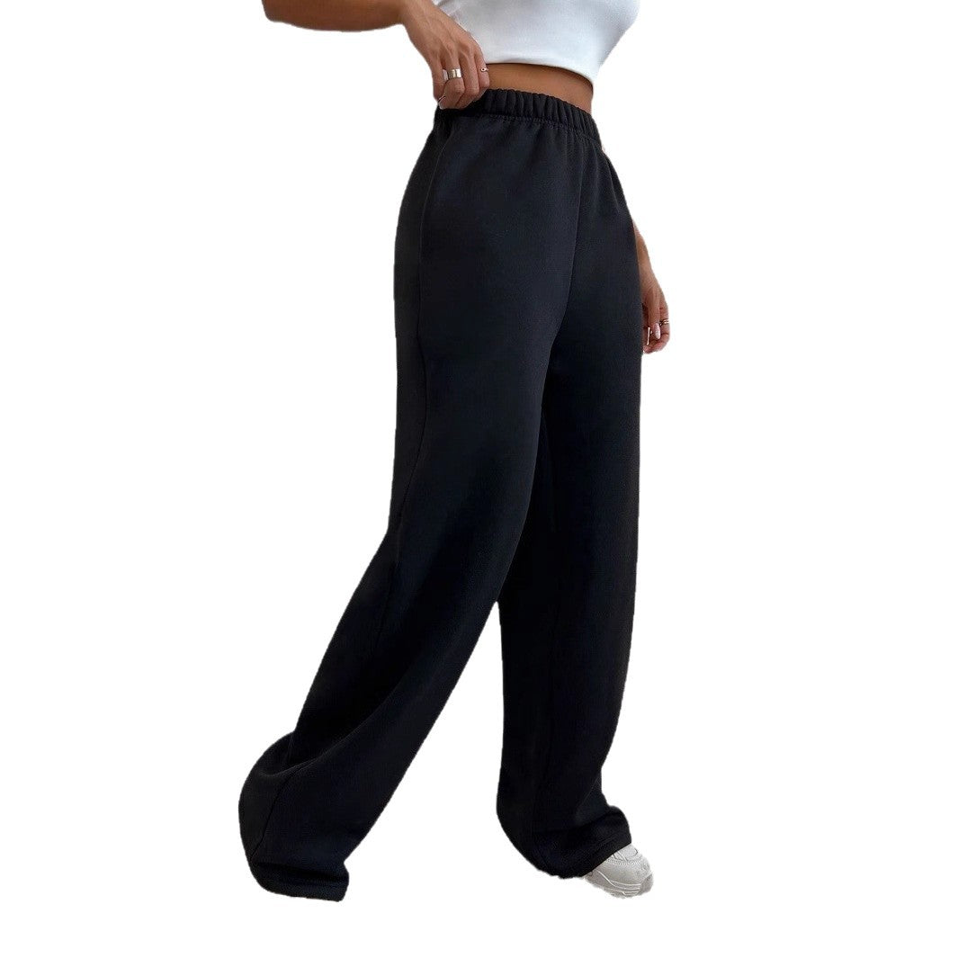 Damen nan weite Loungehose aus French Terry mit hohem Komfortbund, seitlichen Eingrifftaschen und fließendem Bein Drune