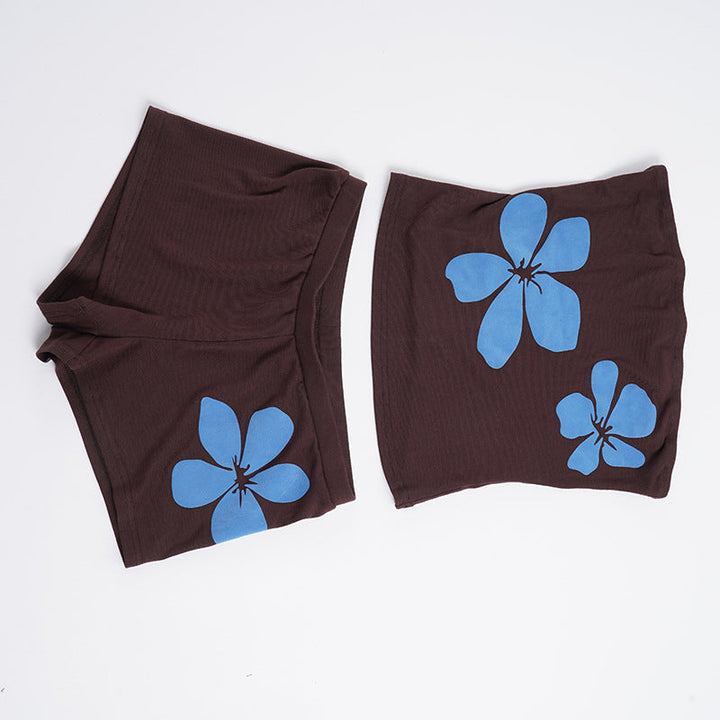 Damen kurze Leggings mit floralem Design Drune