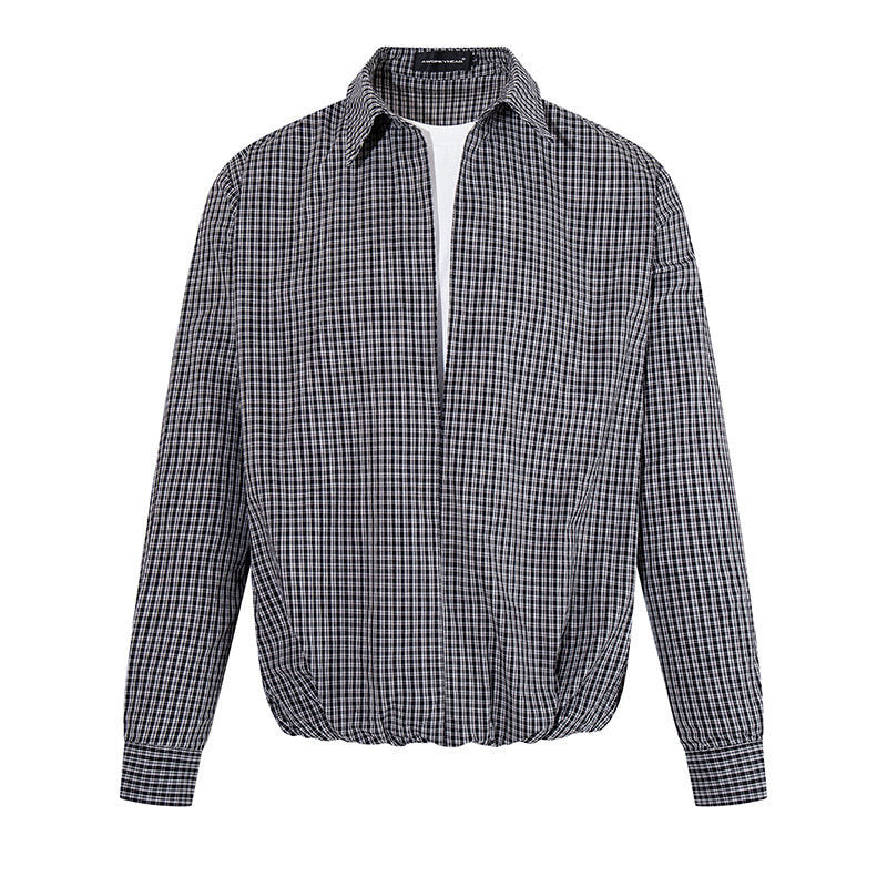Herren Overshirt-Blouson im Karomuster mit Gummizugbund und Hemdkragen Drune