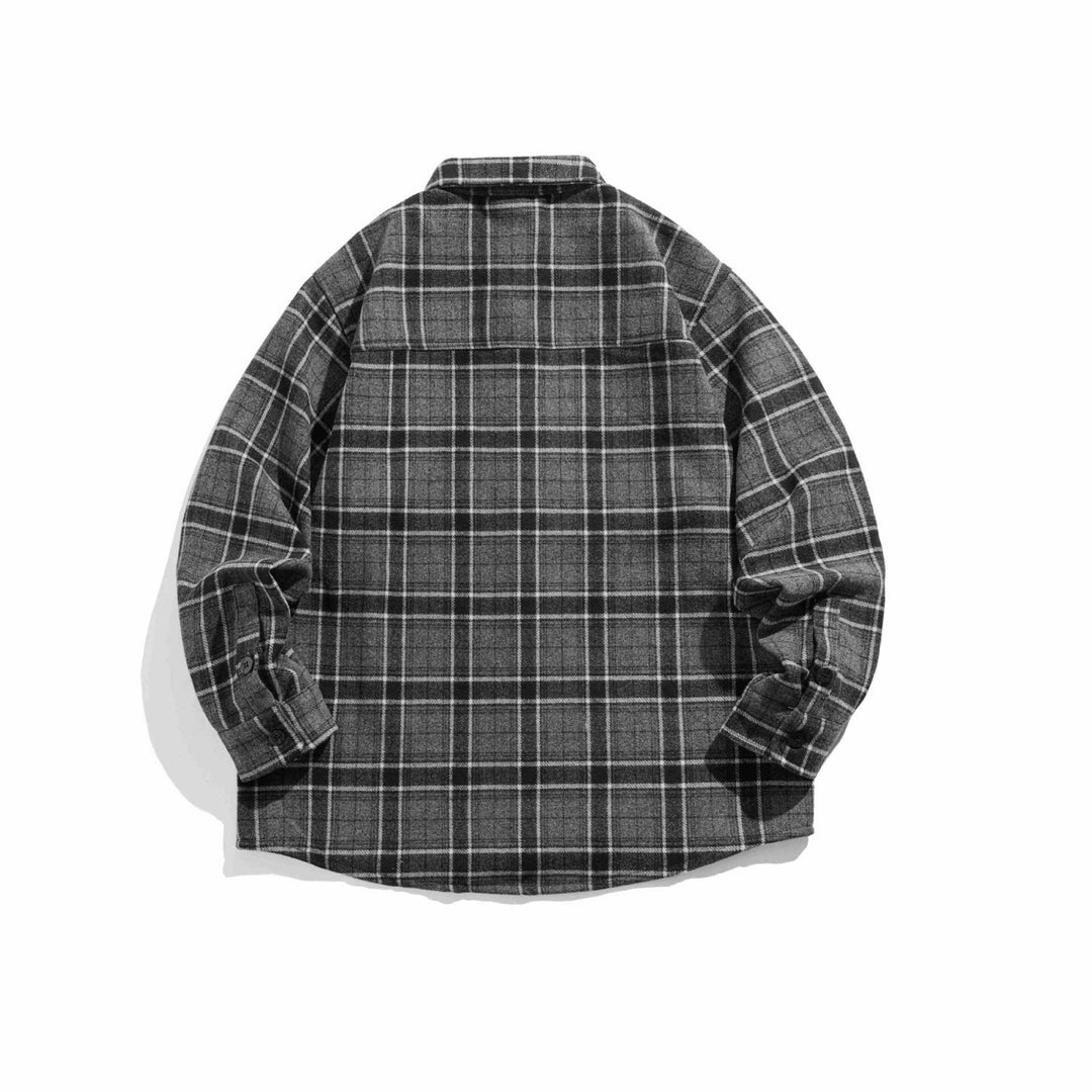Herren Kariertes Overshirt im Shacket‑Stil aus weichem Flanell mit aufgesetzter Brusttasche Drune