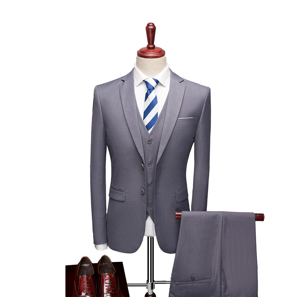 Herren Dreiteiliger Business-Anzug mit tailliertem Schnitt, Weste und klassischem Revers Drune