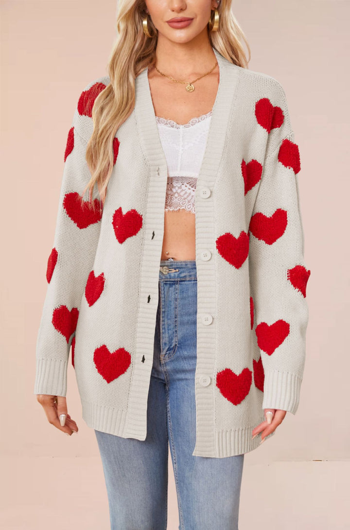 Damen Strickjacke mit Herzmuster und komfortablem Schnitt Drune