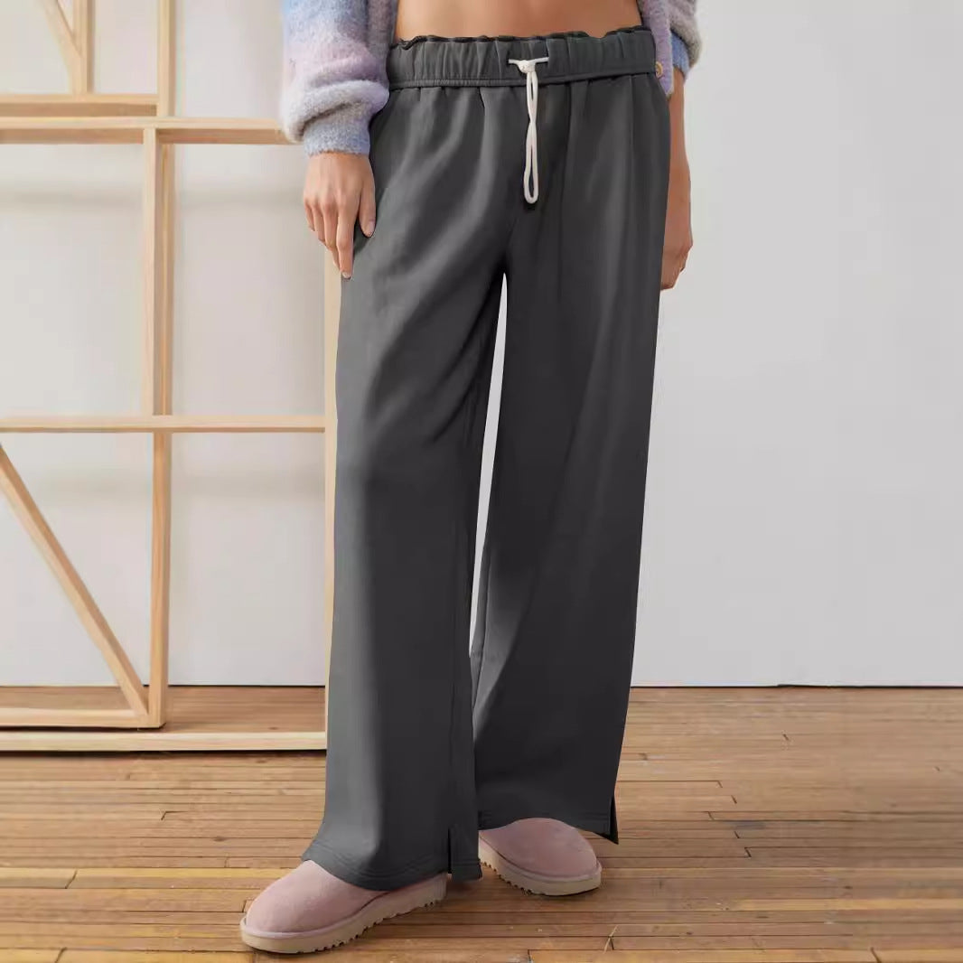 Damen weite Freizeit-Hose mit elastischem Bund und Kordelzug Drune