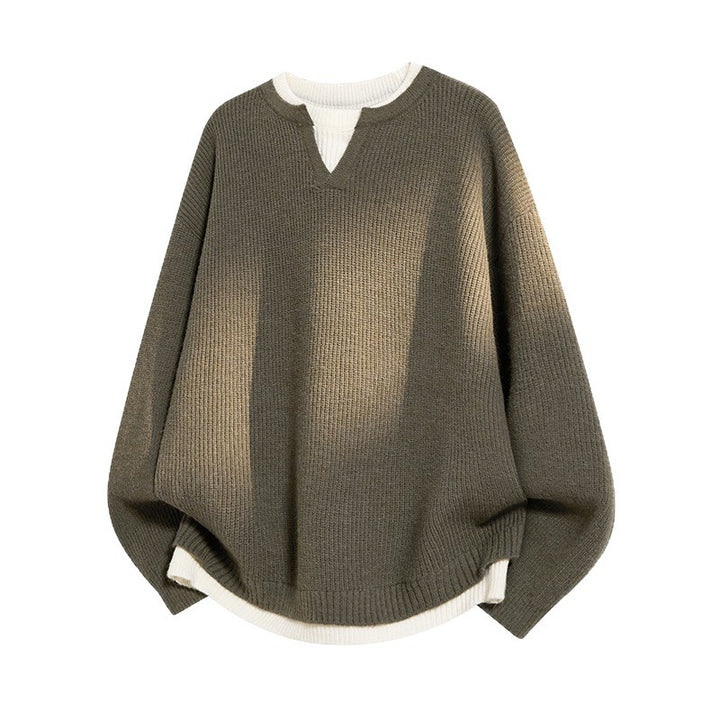 Damen Eleganter lässiger Pullover mit V-Ausschnitt und weitem Schnitt Drune