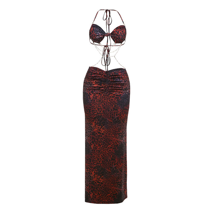 Damen Maxi-Kleid im Leoparden-Design mit raffiniertem Rücken Drune