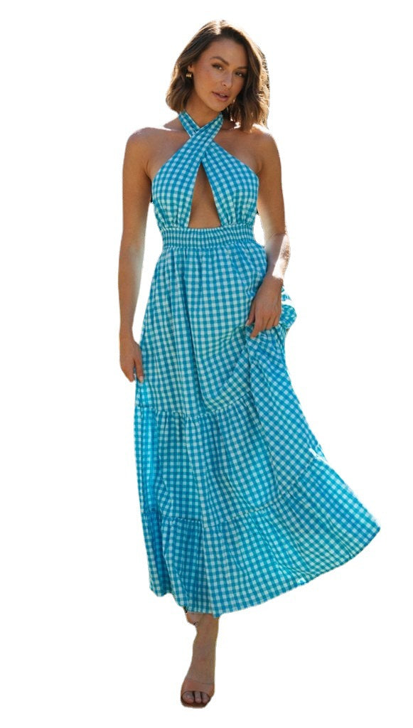 Damen Maxikleid mit Wickeloberteil und Rüschen Saum Drune