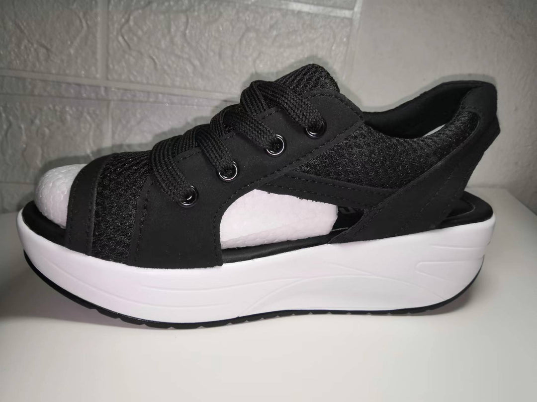Damen nan Sneaker-Sandale mit Plateau-Sohle und atmungsaktivem Netzgewebe Drune