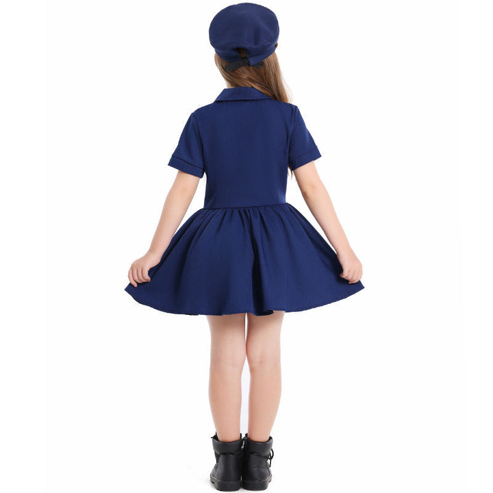 Mädchen Polizeikostüm mit Kleid und Mütze Drune
