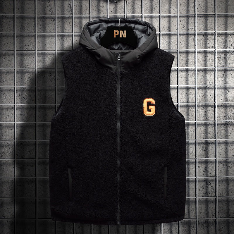 Herren Teddy-Fleece-Weste mit Stehkragen, Reißverschluss und aufgesetzten Taschen Drune