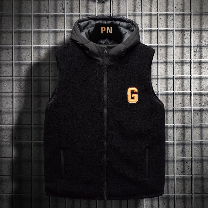 Herren Teddy-Fleece-Weste mit Stehkragen, Reißverschluss und aufgesetzten Taschen Drune