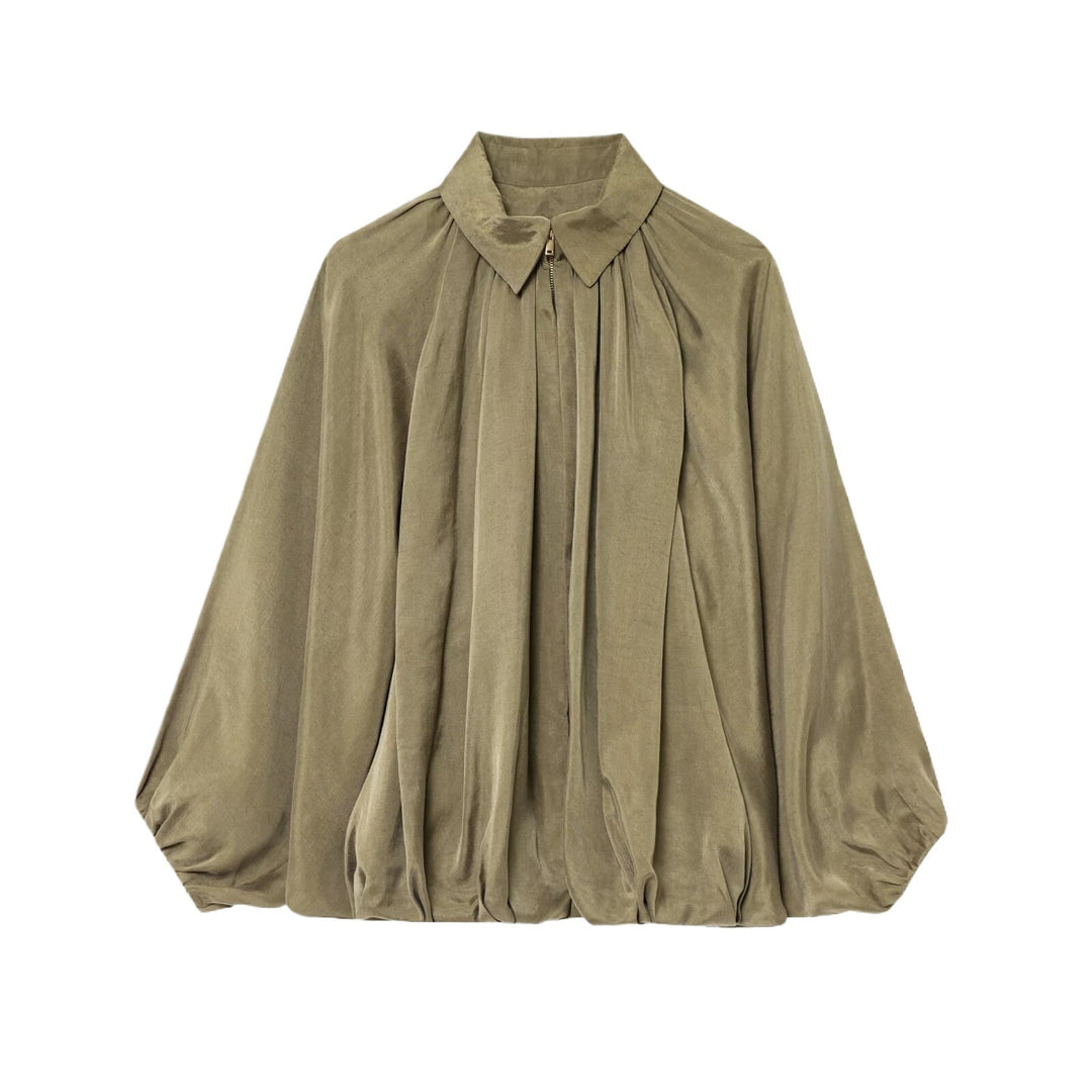 Damen schicke blusige Oberjacke mit Drapierung Drune