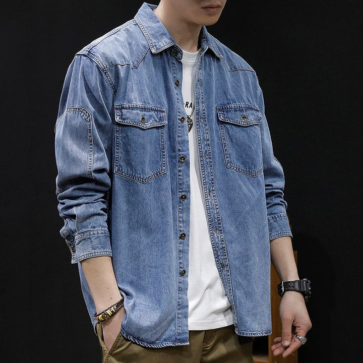 Herren lässige Denim-Hemdjacke mit praktischen Brusttaschen und modernem Schnitt Drune