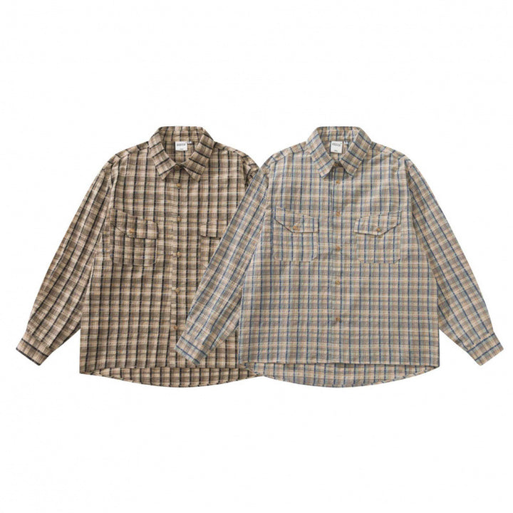 Unisex Kastenförmiges Overshirt aus Baumwoll-Leinenmix mit aufgesetzten Brustklappen Drune