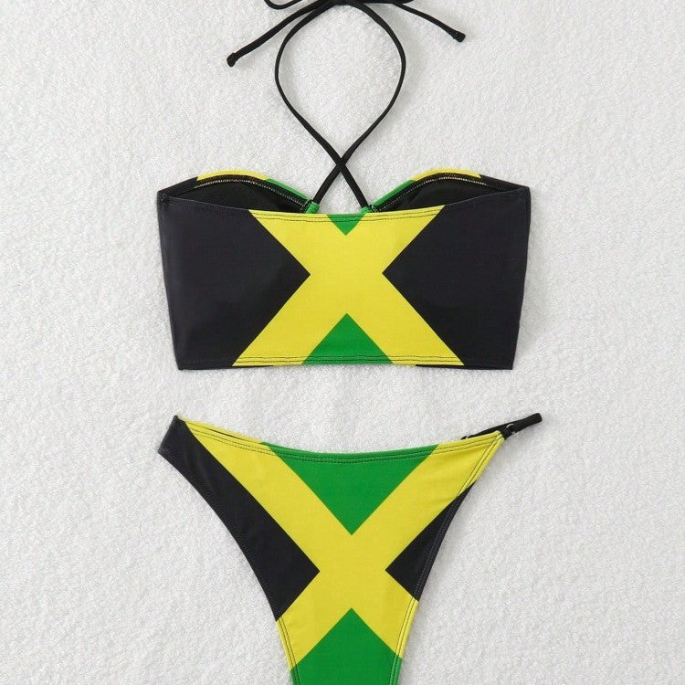 Damen Bikini mit trendy gekreuztem Oberteil und hohem Beinausschnitt Drune