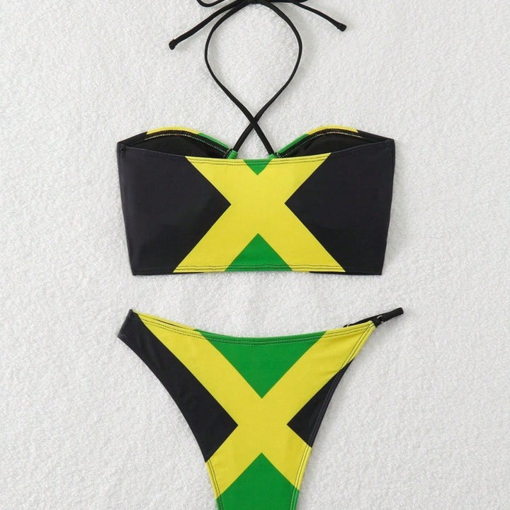 Damen Bikini mit trendy gekreuztem Oberteil und hohem Beinausschnitt Drune