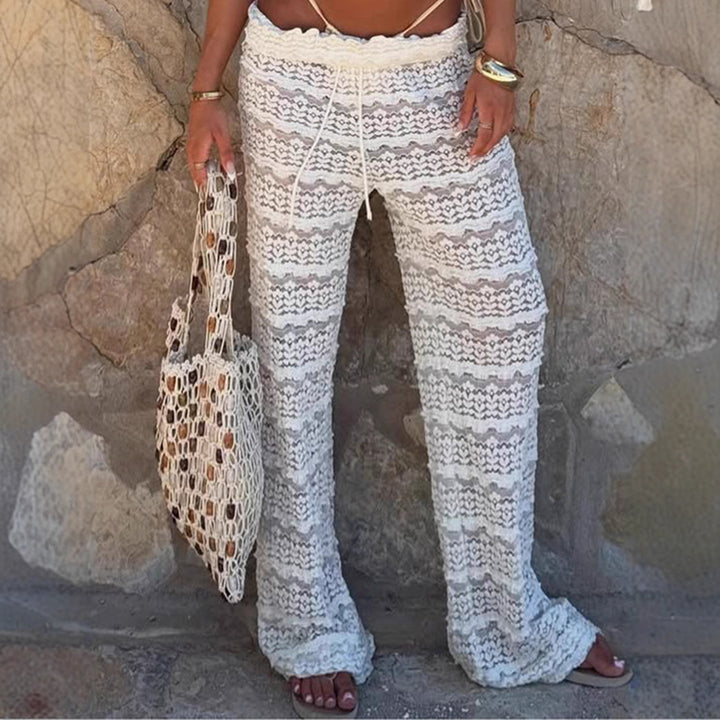 Damen Fußlose Boho-Hose mit gesticktem Detail Drune
