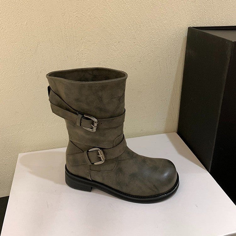Damen Modische Stiefeletten mit Buckle-Details Drune
