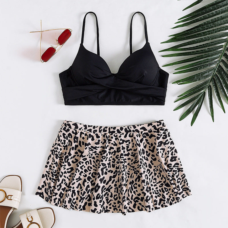 Damen Rock-Bikini-Set mit animalischem Muster Drune