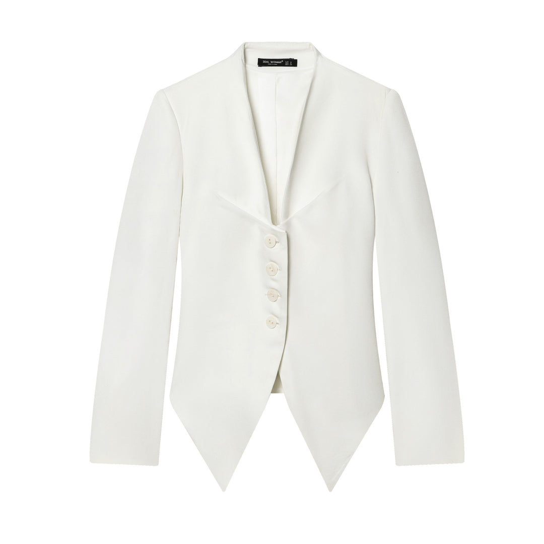 Damen nan taillierter Blazer mit Schalkragen, figurbetonter Knopfleiste und spitz zulaufendem Zipfelsaum Drune