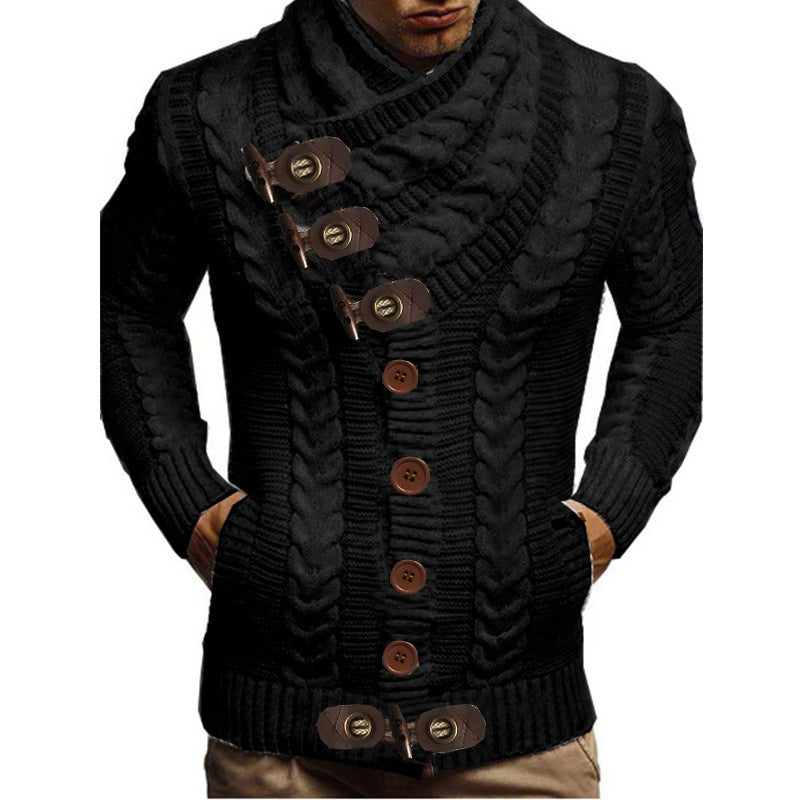 Herren Strickjacke mit großem Kragen und Zopfmuster Drune