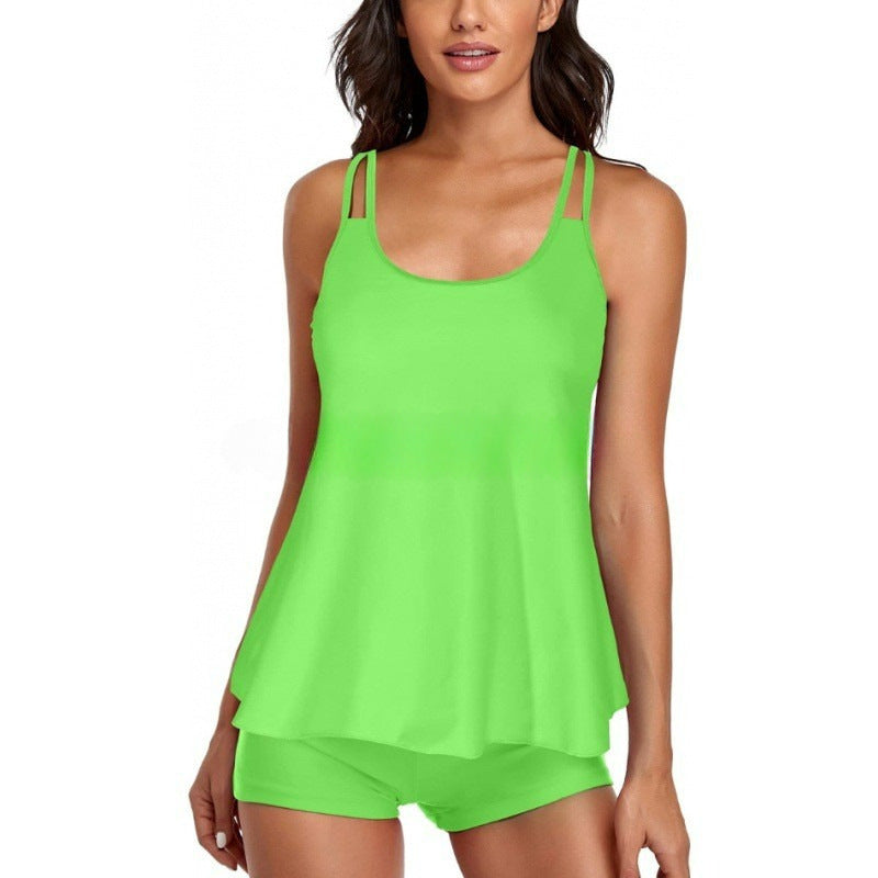 Damen Sportliches Tankini-Set mit bequemem Shorts und verstellbaren Trägern Drune