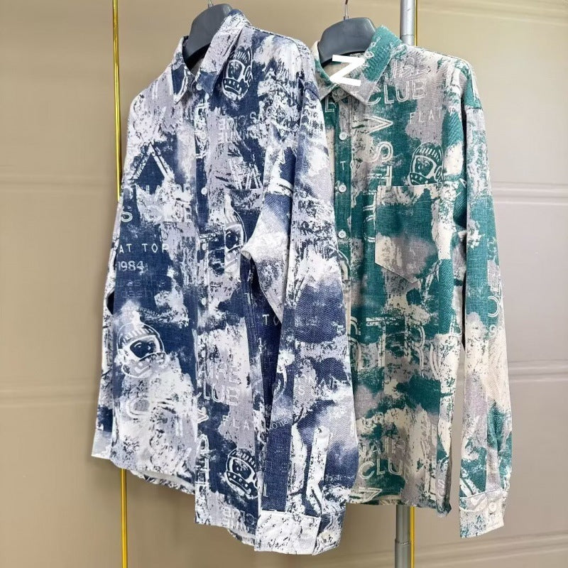 Herren modische Hemdjacke mit kreativen Druckmustern Drune