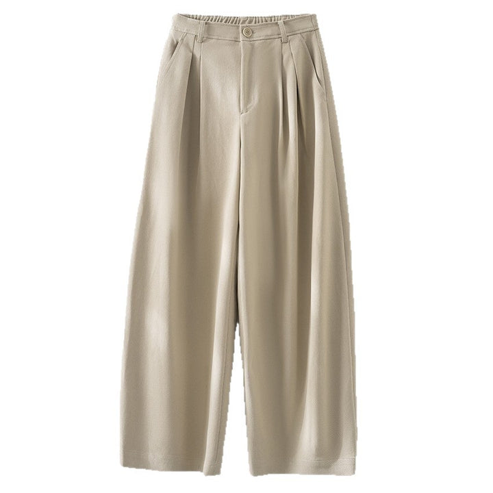Damen Hochtaillierte Bundfalten-Palazzohose mit weitem Bein und teil-elastischem Bund Drune