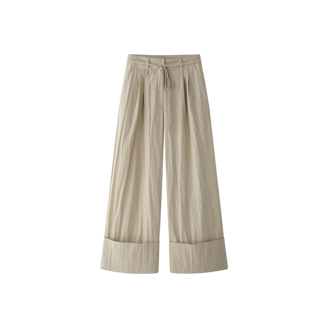 Damen Weite High‑Waist Palazzohose mit Tunnelzug, Bundfalten und extra weitem Bein Drune
