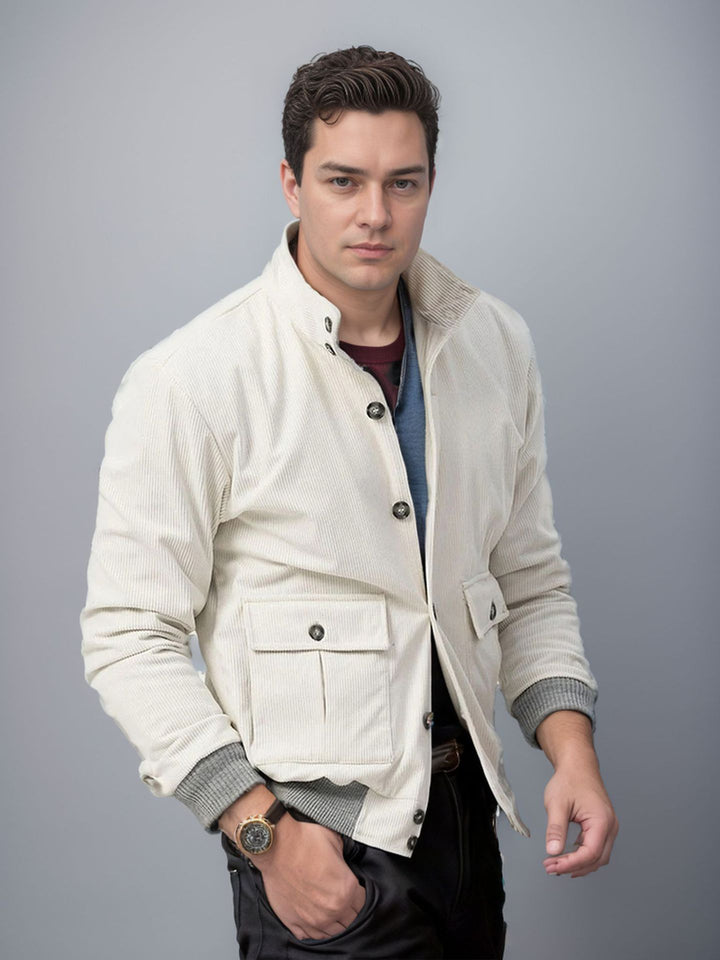 Herren sportliche Cordjacke mit praktischen Taschen und modernem Design Drune
