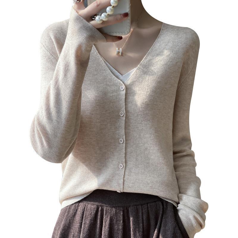 Damen Leichter V‑Ausschnitt‑Cardigan mit kastiger Silhouette und Kaschmir‑Optik Drune