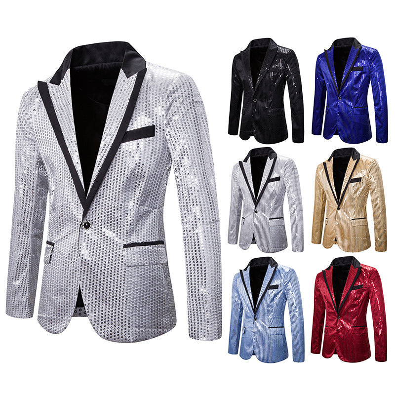 Herren eleganter Pailletten Blazer mit modernem Schnitt Drune