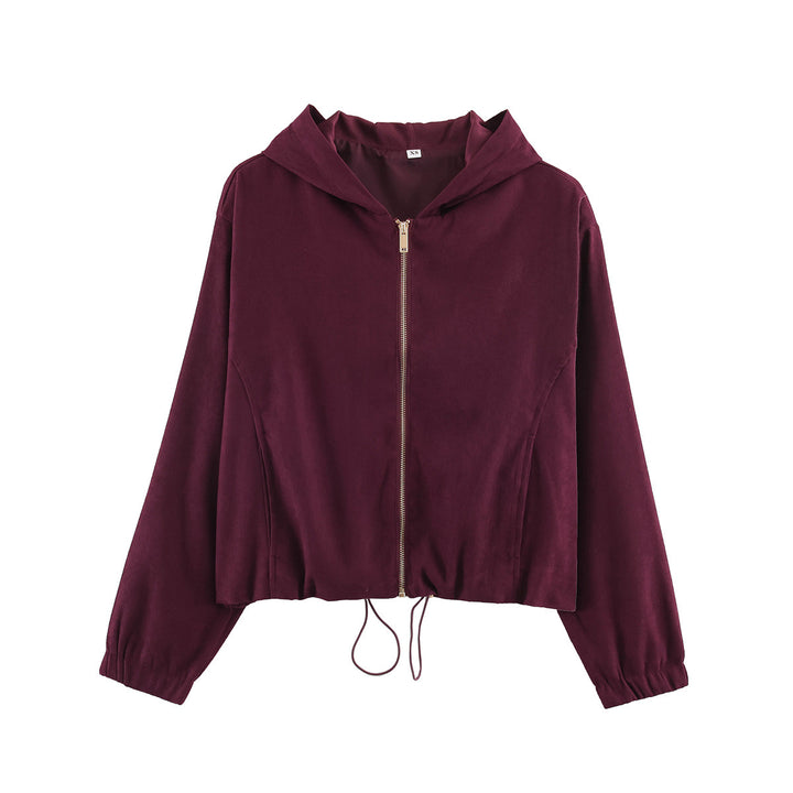 Damen weite Loungehose aus Veloursoptik mit Kordelzug und Eingrifftaschen Drune