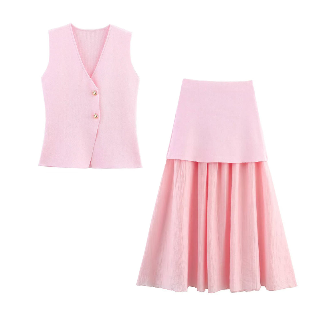 Damen Zweilagiger Chiffon-Maxirock mit glattem Hüftbesatz und A‑Linien‑Fall Drune