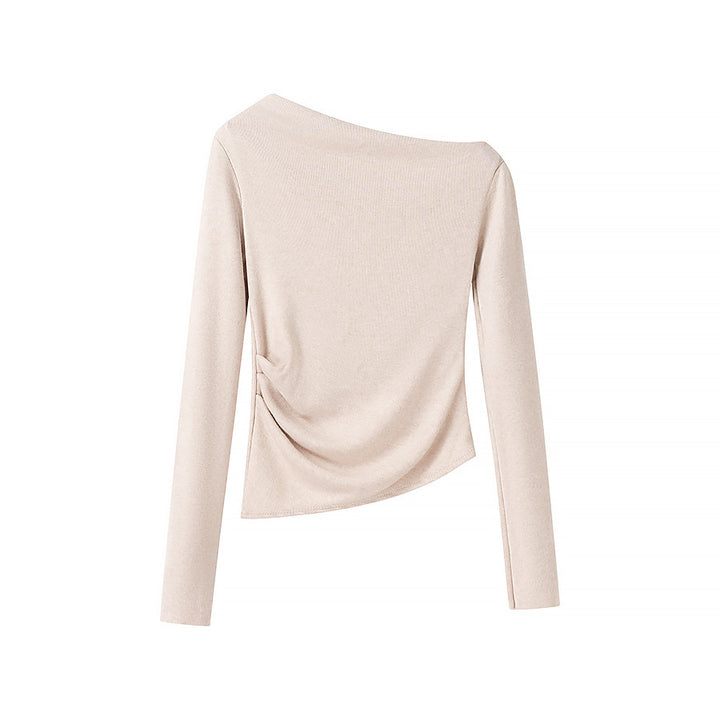 Damen Asymmetrisches One-Shoulder Langarmshirt mit seitlicher Raffung Drune