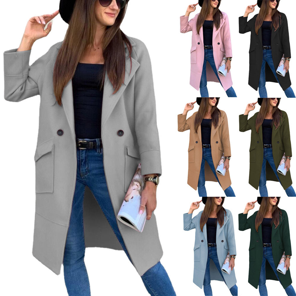 Damen Elegante und vielseitige Longjacke mit praktischen Taschen und Button-Details Drune