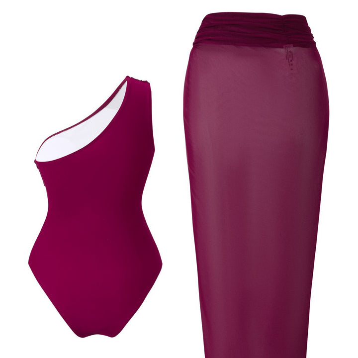 Damen elegantes One-Shoulder Badeanzug Set Drune