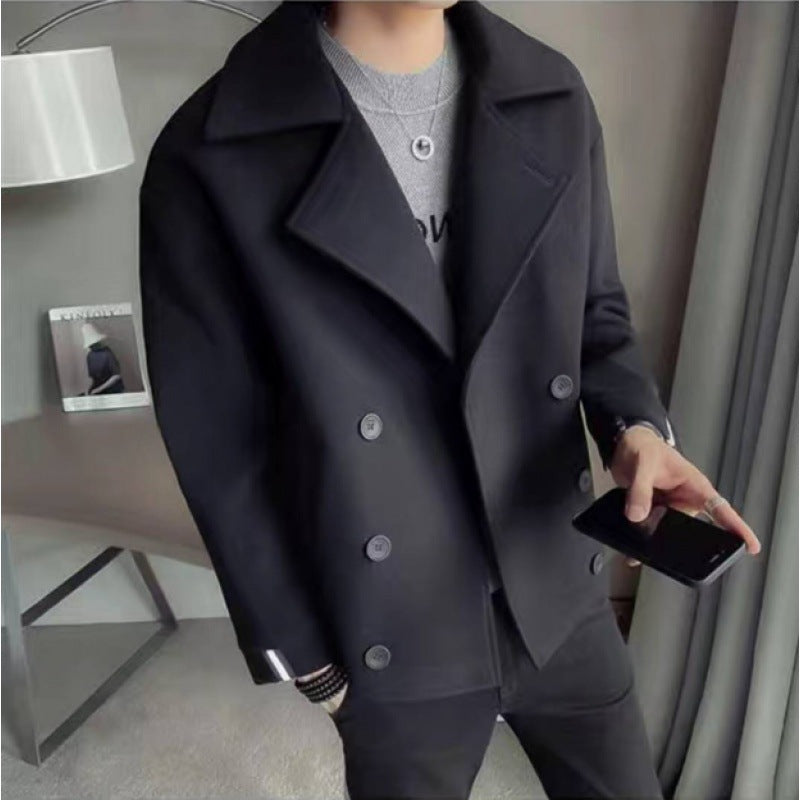 Herren modische Baumwoll-Blazerjacke mit doppelter Knopfleiste Drune