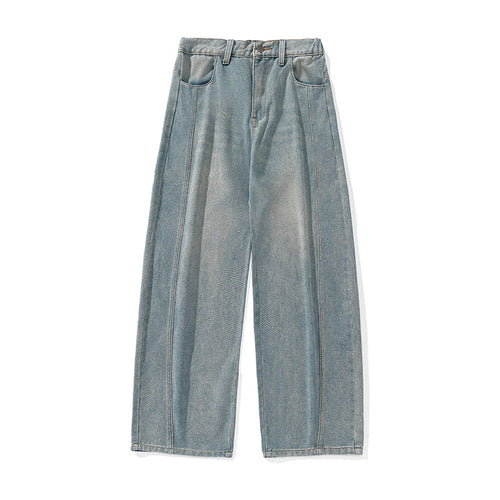 Damen Weite High-Waist-Jeanshose mit Mittelnaht-Panels und Balloon-Schnitt Drune