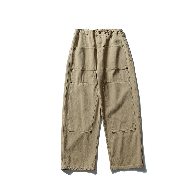 Herren weite Utility-Arbeitshose mit aufgesetzten Patch‑Taschen und elastischem Bund Drune