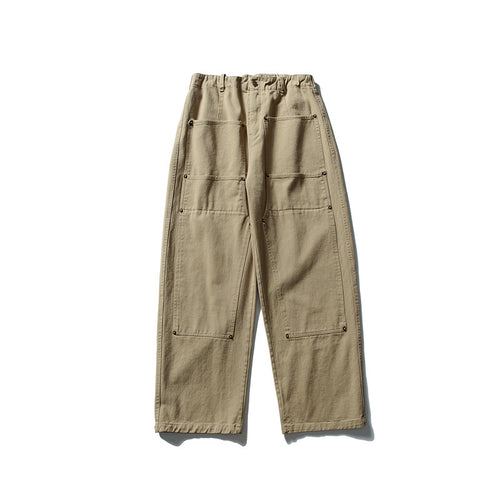 Herren weite Utility-Arbeitshose mit aufgesetzten Patch‑Taschen und elastischem Bund Drune