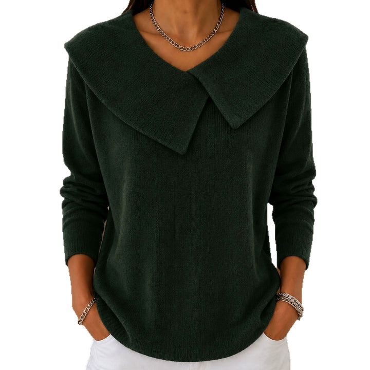 Damen Grobgestrickter Strickpullover mit übergroßem Matrosenkragen Drune
