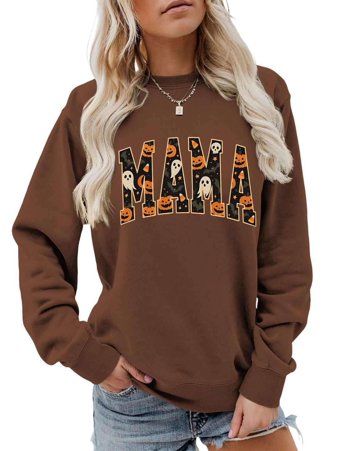 Damen Sweatshirt mit lustigem Halloween-Design und komfortablem Schnitt Drune