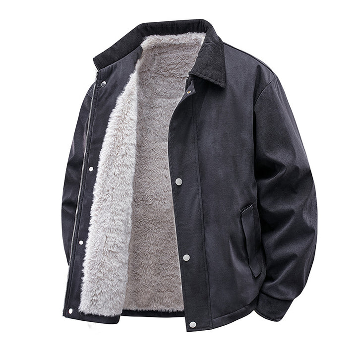 Herren Lässige Kunstlederjacke mit Teddyfutter Drune 1787738670